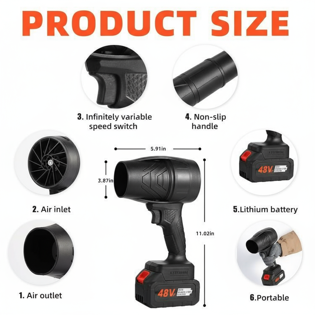 TurboJet Blower – Portable & Rechargeable